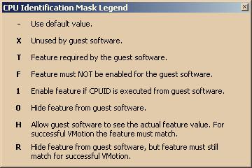This mask and the guest OS mask are used by VirtualCenter to determine whether a destination host is viable for migration or migration with VMotion.