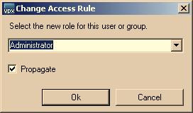 5 To select the appropriate role for the user or group, choose from the pull-down menu. Click OK.