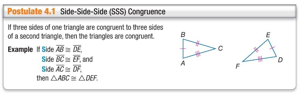 Geometry Proving Triangles are Congruent: SSS and SAS 4.4 Objectives: 1.