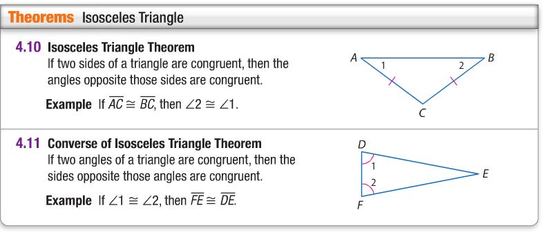Geometry Isosceles and Equilateral Triangles 4.6 Objectives: 1. prove theorems about isosceles and equilateral triangles 2. apply properties of isosceles and equilateral triangles WARM-UP: 1.
