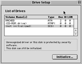 7. Choose the hard drive which connect to ACARD ATA-133 RAID, then press Initialize button.