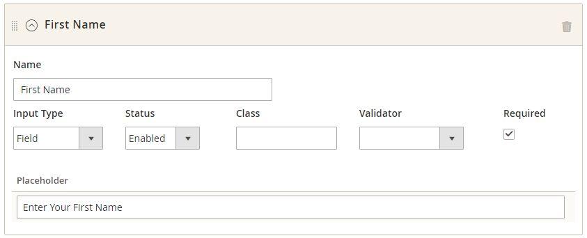 Text Field: Use for Text type input field Placeholder: you can add placeholder text for text input field.