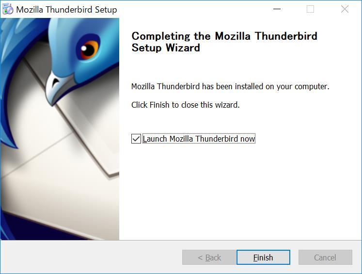 Leave Launch Mozilla Thunderbird now checkbox as checked,
