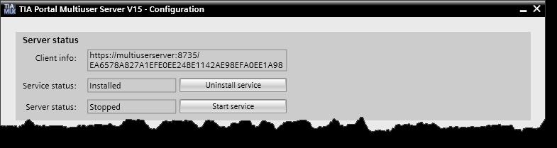 Start the new multiuser server by clicking the "Start service" button