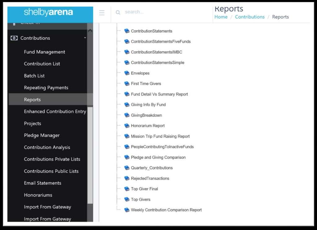 Adding Reports: From Arena Hub Once you add a report, it is listed in the designated report folder on the