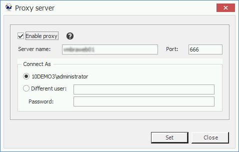 2. Enter the Server name and Port for the proxy. This text box allows users to specify the specific server name or IP for the proxy, and the specific port the proxy can be set in. 3.