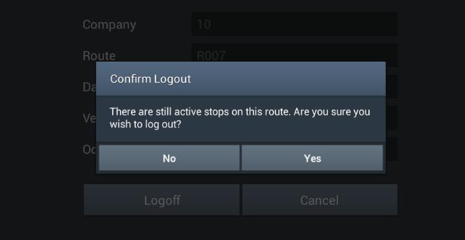 message asking them to confirm log off request.