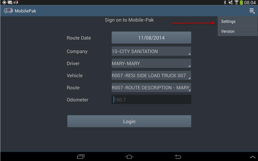 The Driver can then re-log into their route and correct route information will now show: Missing Master File Codes Newly