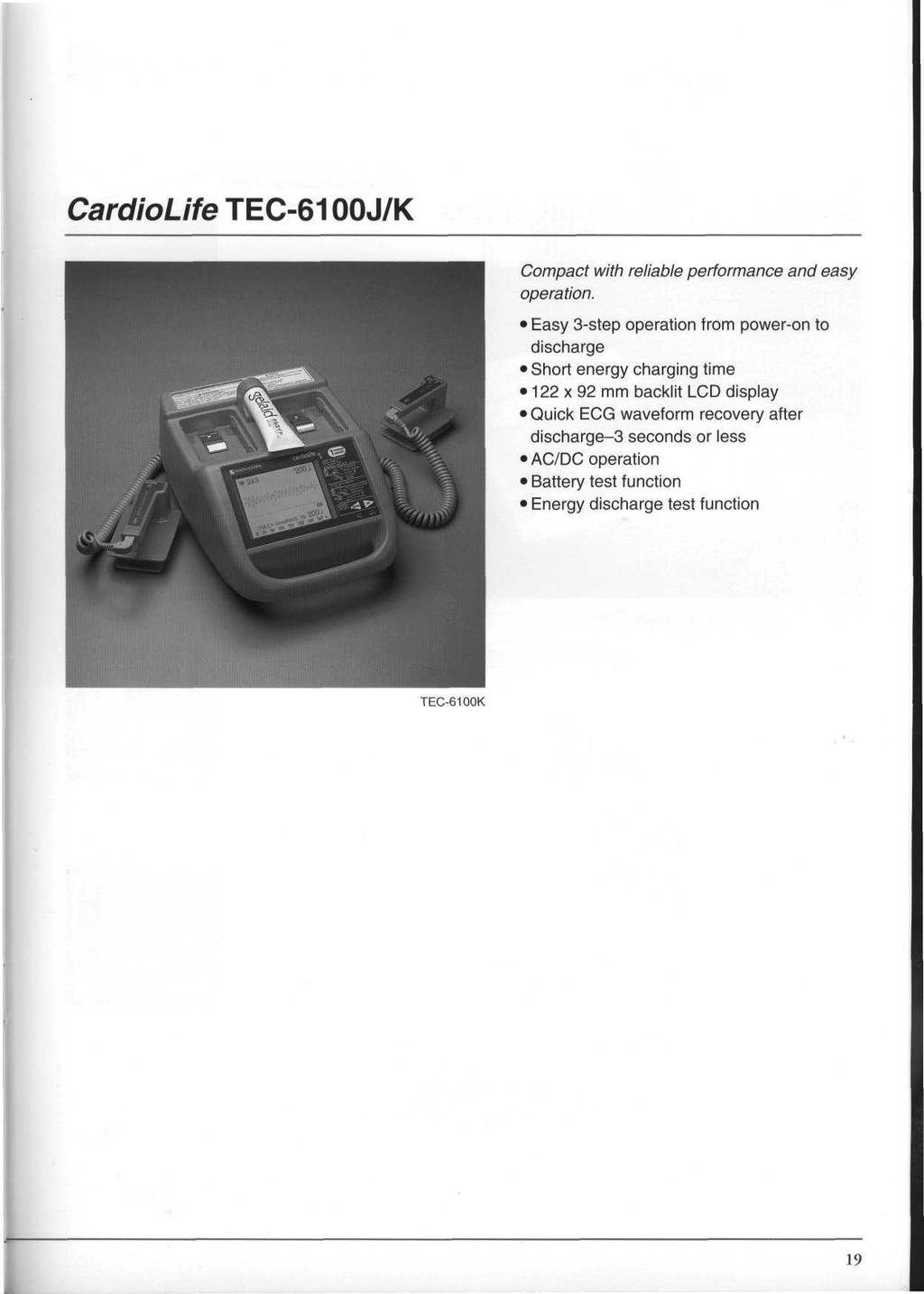 CardioLife TEC-61OOJK Compact with reliable performance and easy operation.