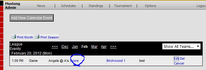 Standings Standings will automatically be updated based scores. You do not need to update this manually.