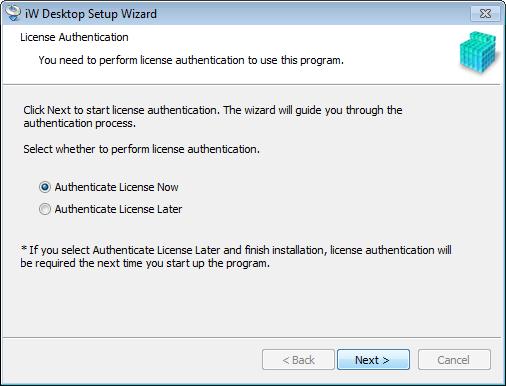 Follow the instructions in the wizard to perform license authentication.