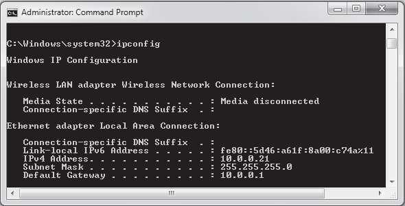 D. At a command prompt, run Netsh ip set address local area connection dhcp. Correct Answer: A Section: Exam D IP Configuration should look something like this, if network adapter is enabled.