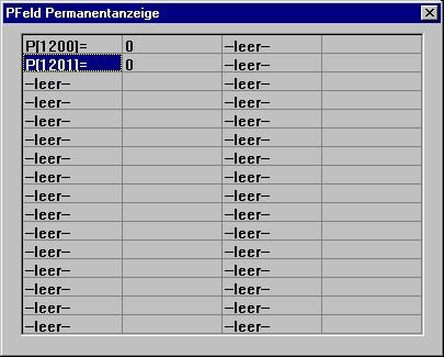 Permanent display Open a separate screen containing a list of 32 parameters. Value updating is made permanently.