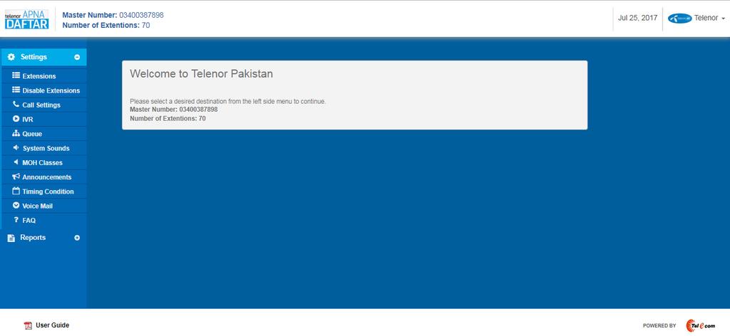 https://telenor-mpbx.com/. User need to enter their respective credentials on below screen.