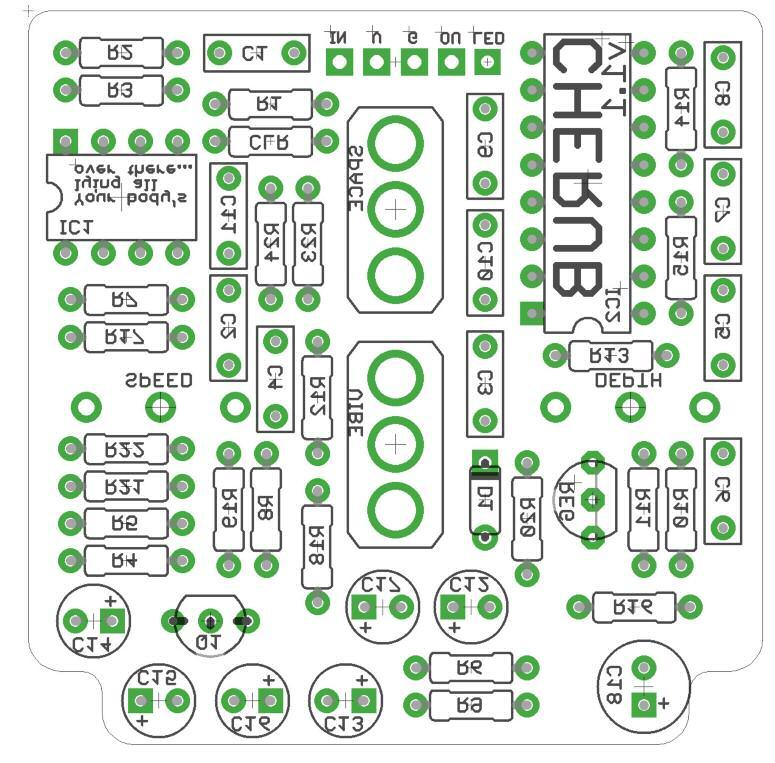 The power and signal pads on the PCB conform to the FuzzDog Direct Connection format, so can be paired with the appropriate daughterboard for quick and easy offboard wiring.