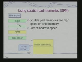 (Refer Slide Time: 31:11) So, what are really scratch pad memories, scratch pad memories is high speed on chip memory, what is the difference with cache memory?