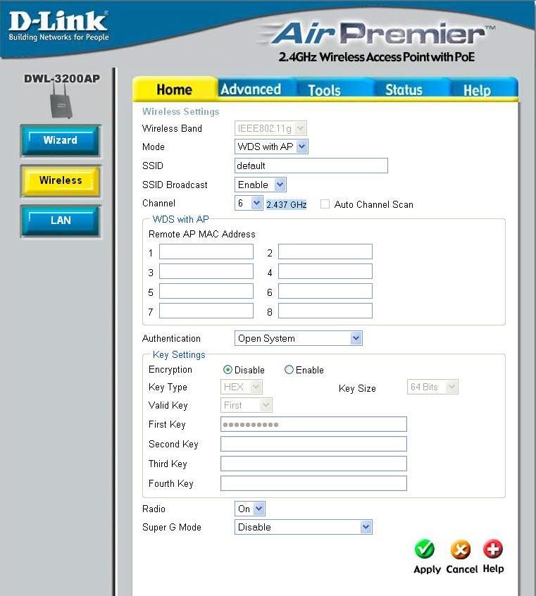 Using the Configuration Menu Home > Wireless > WDS with AP mode In WDS with AP mode, the DWL-3200AP wirelessly connects multiple networks, while still functioning as a wireless AP.