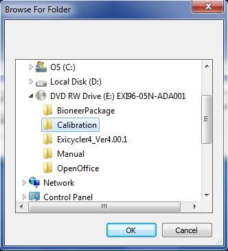 If Calibration folder does not exist on this path, following message will be displayed. 2) Click OK to change the path.