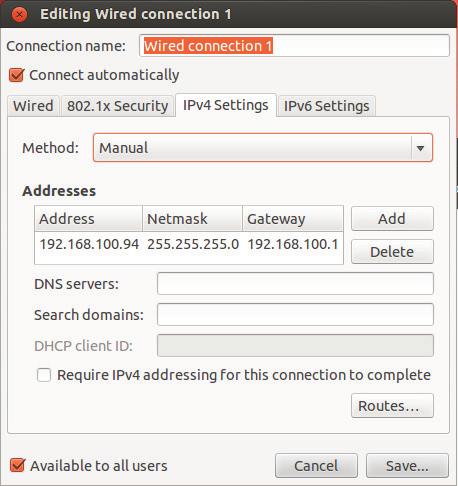 To change the server s network settings to Static IP, follow the instructions below. 1. Go to Network Settings from the desktop button. 2.