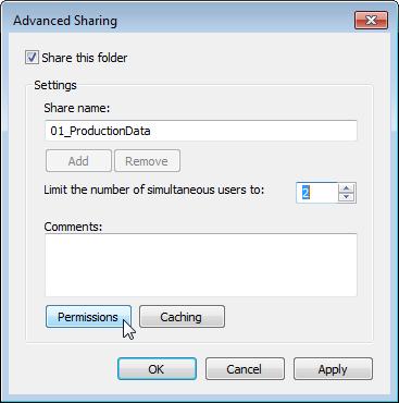 By default, the name of the selected folder is preselected as share name. You can keep the name or change it.