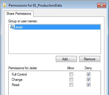 2.5 Sharing folders 4. Permissions (existing permission) By default, a user or group is specified in the "Group or user names: field.