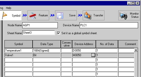 When the variable created with a logic program (#I_****, #Q_****) it inputs, after selecting "#internal" sheet of Device/PLC which uses variable in tree indication on the right screen input.