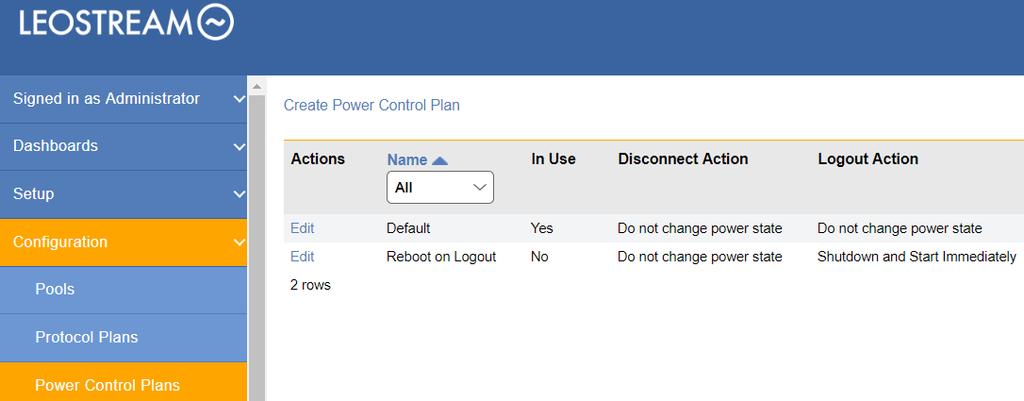 Using Leostream to Manage VDI on Microsoft Azure Clouds New Connection Broker installations contain one default power control plan, called Default.