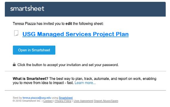 2.0 Accessing Smartsheet and Yur Prject Plan 2.1 Smartsheet Lgin All Smartsheet access t institutins prject plans will be granted thrugh individuals institutinal email addresses.