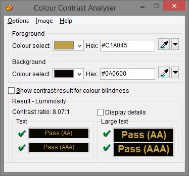 Color Analyzer 13 If you have any doubts about your color contrast, you can download the Color Analyzer (see