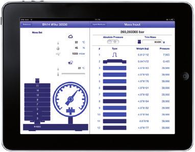 Typical application CPB series pressure balance (dead-weight tester) and CPB-CAL ipad app Through the simple and user-friendly operation with the ipad app, the masses to be applied for a given