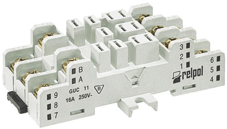 switching voltages and coil voltages of relays are limited to 250 / DC. GUC11 Screw terminals plug-in sockets for RUC faston 4,8x0,5, RUC-M PRECAUTIONS: 1.
