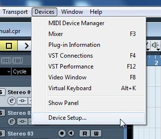 driver" 2) display the "ASIO Prodipe driver" control panel The Cubase LE software will