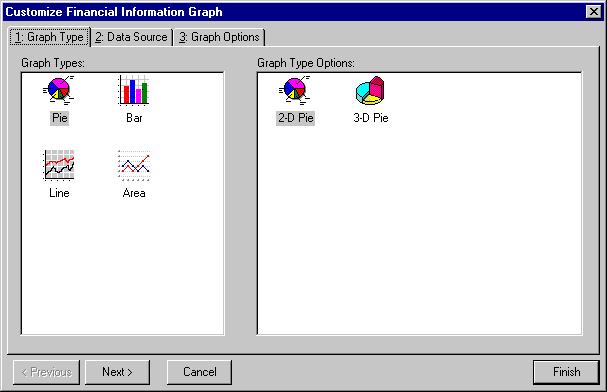 P ROSPECT INFORMATION 23 Creating a customised graph 1. From the Prospect tab, select Financial Information Graph. A graph summarising the prospect s financial information appears on the right. 2. To design your own graph, click Customise on the action bar.