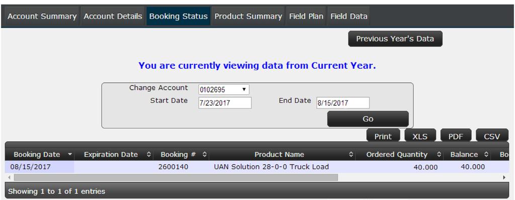 Booking Status Page This page will show your booking dates, expiration dates, and booking number. Click and drag this dark gray bar to the right to see more columns of detailed information.