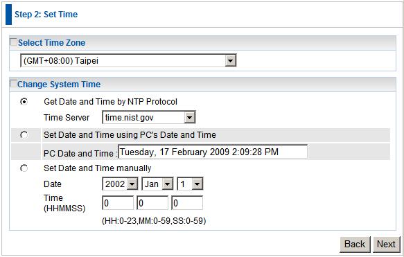 Step 2: Here there are three ways to set the system time for your FNS-1020. 1.