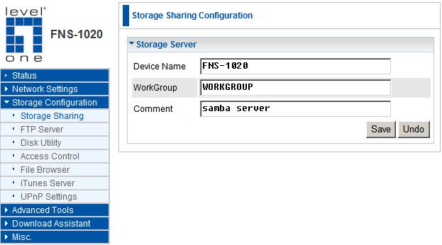 Storage Configuration In this section, you will learn how to use the different storage functions such as file sharing, assign user access rule and enabling media servers.