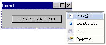 Step 3: On the Properties window, type Check the SDK version in the Text edit box Step 4: Right-click the Form1 dialog