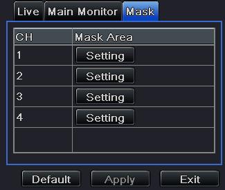 5.2.2 Main Monitor Step1: Enter into Menu Setup Live Main Monitor tab.
