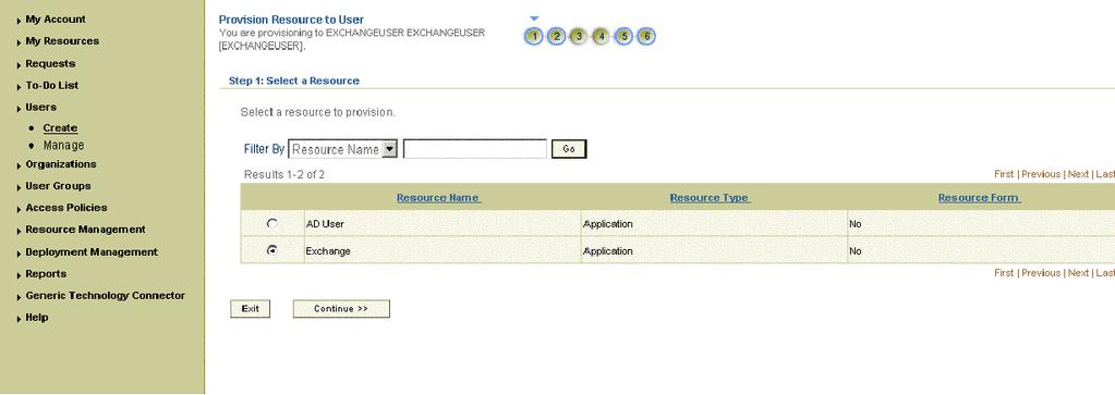 Configuring Provisioning 6. In the Resource Profile page, click Provision New Resource.