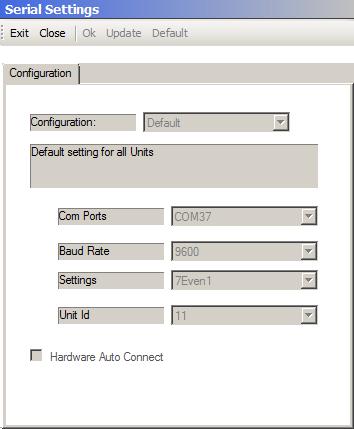 3.2. General Operating Elements The basic control elements to exit the configuration window and for opening or closing the COM ports are shown below: Button Menu Notice Table 3-1 Serial
