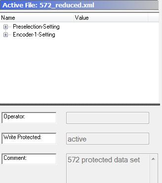 The editor automatically recognizes whether a data set with or without "Write Protected" exists (see examples below).