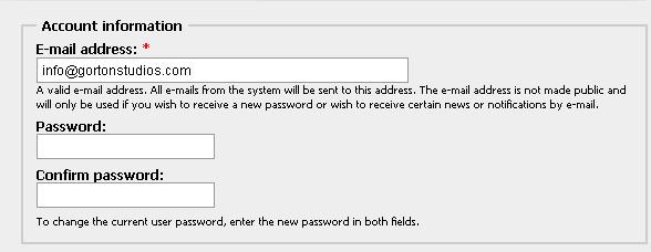 Enter your new information (make sure the passwords match) and click Save to complete