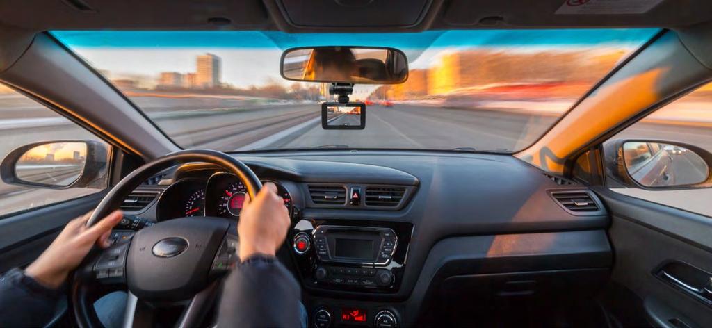 The dash cam features an automatic collision detection sensor
