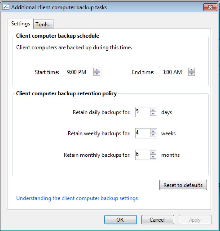 KeepVault has been designed to work with the Microsoft Client Computer Backup feature of your hardware.