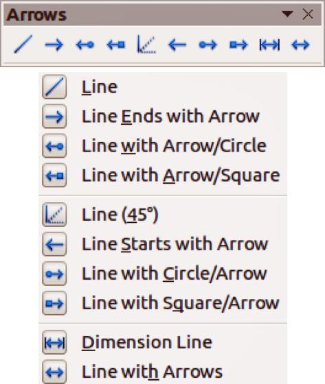 lines and arrows. Alternatively, go to View > Toolbars > Arrows to open the Arrows toolbar as a floating toolbar (Figure 9).