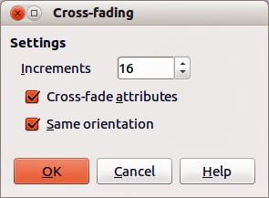Cross-fading Cross-fading transforms one object shape to another object shape and only works when two objects are selected. 1) Select two differently shaped objects.