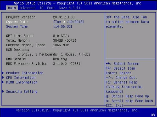 Exit the BIOS Setup Utility The BIOS Setup Utility Main appears. See Also Navigate the BIOS Setup Utility Menus on page 193 BIOS Key Mappings on page 194 Exit the BIOS Setup Utility 1.