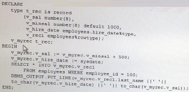 The record for the employee with employee id 100 in the employees table is as follows; Identify the correct output for the code.