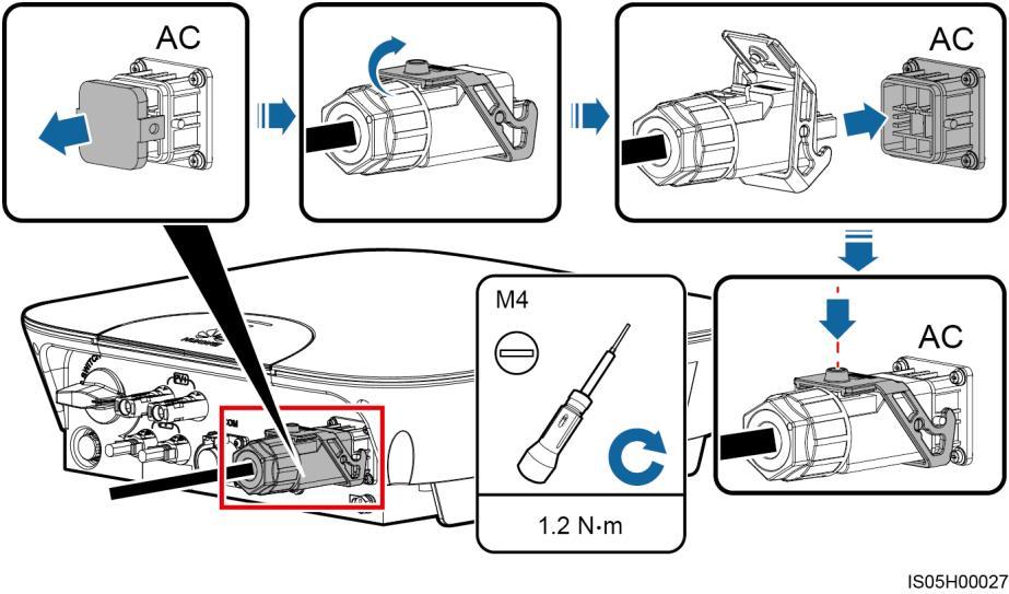 5 Electrical Connections Ensure that the AC connector is connected securely. Figure 5-7 Securing an AC connector Step 3 Check the route of the AC output power cable.