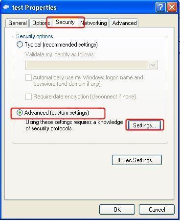 11. Choose the Security item, change the security option to